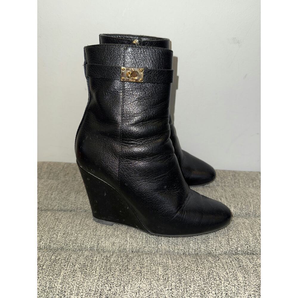Fendi Black Leather Boots - Excellent Condition, Size 38
